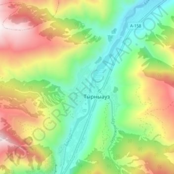 Tyrnyauz topographic map, elevation, terrain