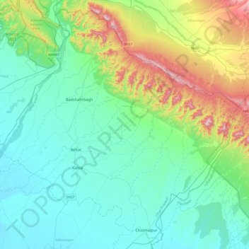 Behat topographic map, elevation, terrain
