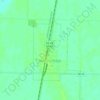 Hickory Ridge topographic map, elevation, terrain