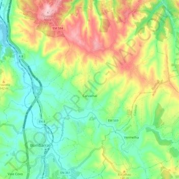 Carvalhal topographic map, elevation, terrain