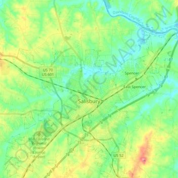 Salisbury topographic map, elevation, terrain