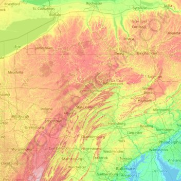 Pennsylvania topographic map, elevation, terrain