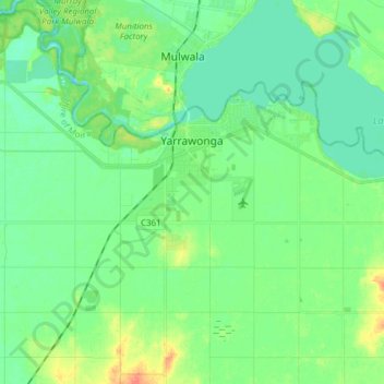 Yarrawonga topographic map, elevation, terrain