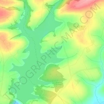 Roadford Lake topographic map, elevation, terrain