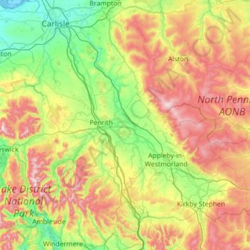 River Eden topographic map, elevation, terrain