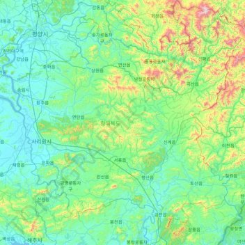 North Hwanghae topographic map, elevation, terrain