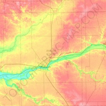 Wabash County topographic map, elevation, terrain