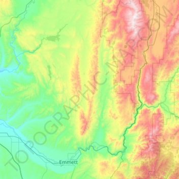 Gem County topographic map, elevation, terrain
