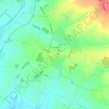 Scrivelsby topographic map, elevation, terrain