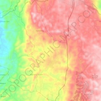 Kenteng topographic map, elevation, terrain