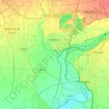 Palosco topographic map, elevation, terrain