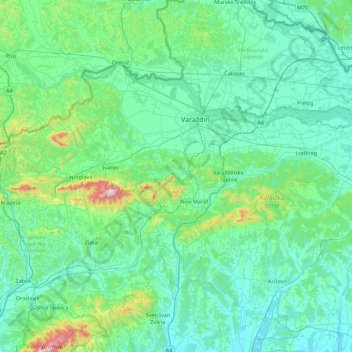 Varaždin County topographic map, elevation, terrain