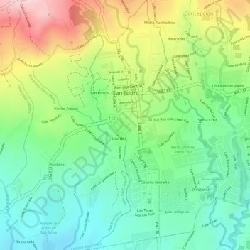 San Isidro topographic map, elevation, terrain