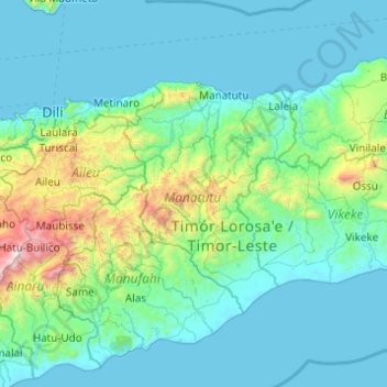 Manatuto topographic map, elevation, terrain