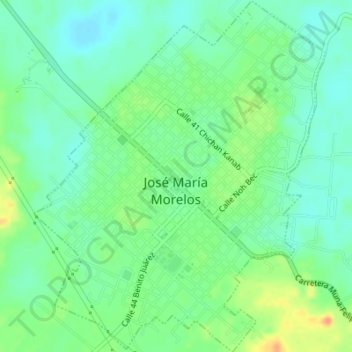 José María Morelos topographic map, elevation, terrain