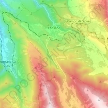 Cansano topographic map, elevation, terrain