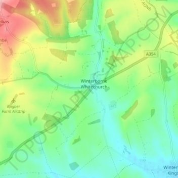 Winterborne Whitechurch topographic map, elevation, terrain