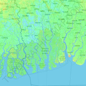 Khulna District topographic map, elevation, terrain