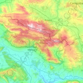 Parco regionale del Matese topographic map, elevation, terrain