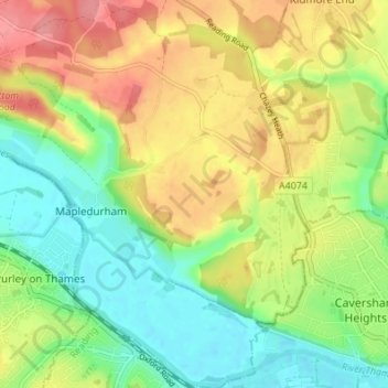 Mapledurham topographic map, elevation, terrain