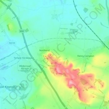 Burton Dassett CP topographic map, elevation, terrain