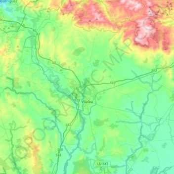 Villalba topographic map, elevation, terrain