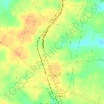 Neeses topographic map, elevation, terrain