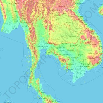 Thailand topographic map, elevation, terrain