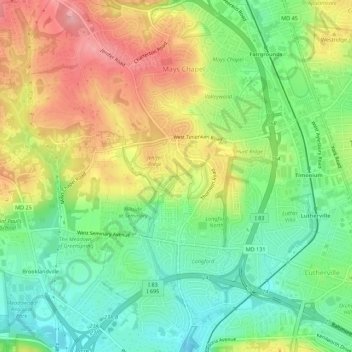 Mays Chapel topographic map, elevation, terrain