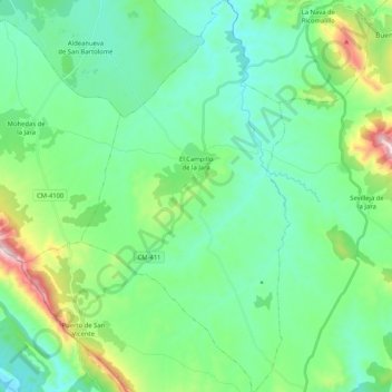 El Campillo de la Jara topographic map, elevation, terrain