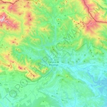 Cervera de Pisuerga topographic map, elevation, terrain