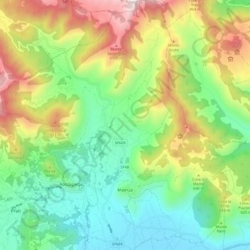 Maenza topographic map, elevation, terrain