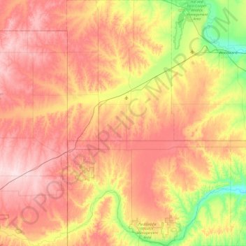 Ellis County topographic map, elevation, terrain