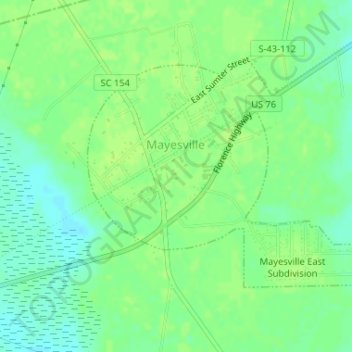 Mayesville topographic map, elevation, terrain