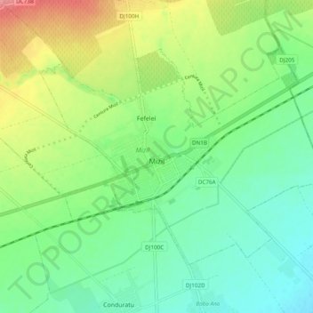 Mizil topographic map, elevation, terrain