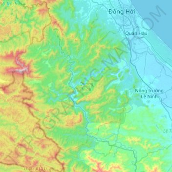 Quảng Ninh District topographic map, elevation, terrain
