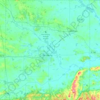 Saline County topographic map, elevation, terrain