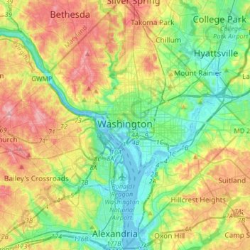 Washington topographic map, elevation, terrain