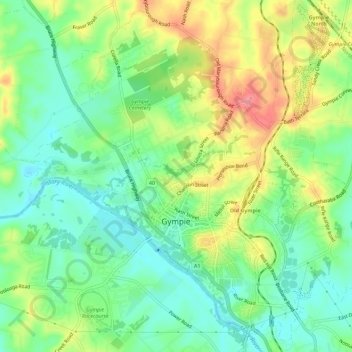 Gympie topographic map, elevation, terrain