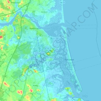 Newbury topographic map, elevation, terrain