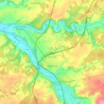 Saint-Marcel topographic map, elevation, terrain