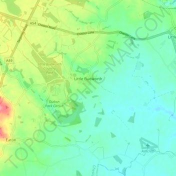 Little Budworth topographic map, elevation, terrain