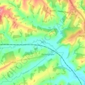 Etchingham topographic map, elevation, terrain