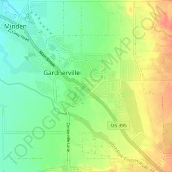 Gardnerville topographic map, elevation, terrain