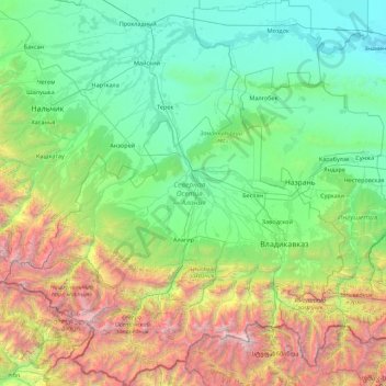 Republic of North Ossetia – Alania topographic map, elevation, terrain