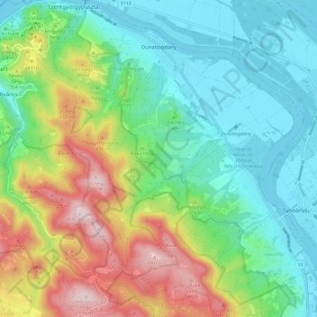 Dunabogdány topographic map, elevation, terrain