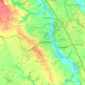 Winsford topographic map, elevation, terrain