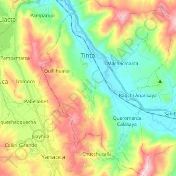 Tinta topographic map, elevation, terrain