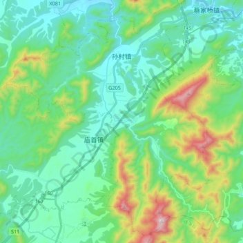 孙村镇 topographic map, elevation, terrain