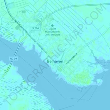 Belhaven topographic map, elevation, terrain